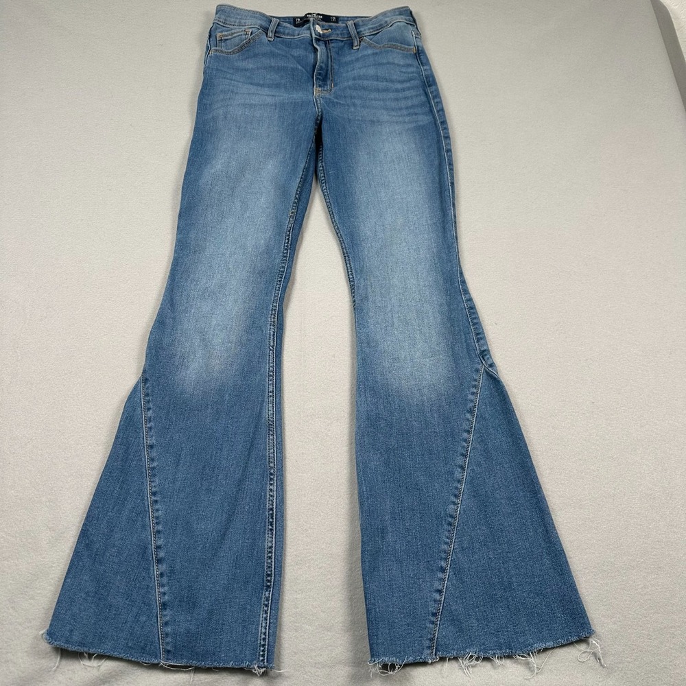Hollister Jeans Women's 7R 28x31 High‎ Rise Flare Soft Stretch Faded Blue Denim